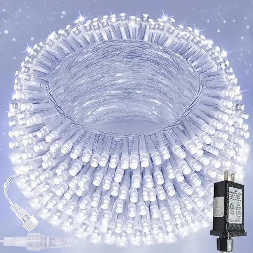Vista 20 de Guirnalda de 100 luces LED conectables para interiores y exteriores, luces de Navidad blancas cálidas de 33 pies, impermeables, 13 modos