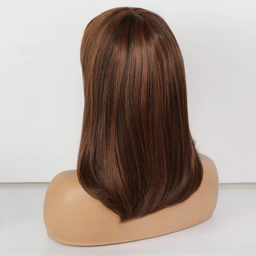 Vista 5 de Peluca de cabello humano real mezclado, largo medio, por Asifen, 33