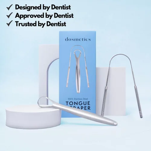 Vista 7 de Paquete variado de raspador de lengua, cuchara de acero inoxidable 100% de grado médico y raspadores de lengua en forma de U para adultos y niños