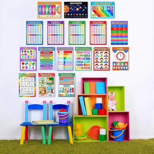 Vista 7 de Outus 17 pósteres educativos de matemáticas para multiplicar, tablas de tabla de división, suma, resta de fracciones, carteles para primaria