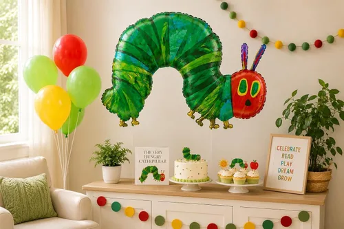 Vista 4 de The Very Hungry Caterpillar Eric Carle - Globo de fiesta de papel de aluminio de 43 pulgadas