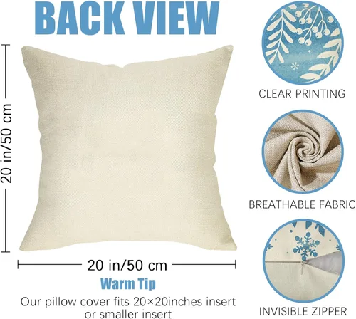 Vista 2 de Fahrendom Juego de 4 fundas de almohada decorativas con diseño de copo de nieve de invierno de 20 x 20 pulgadas, diseño de hojas de árbol de Navidad