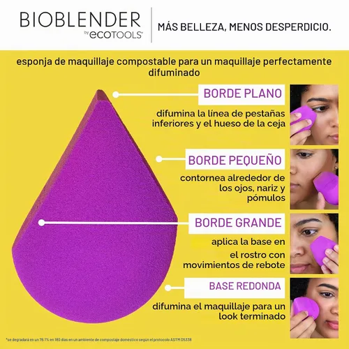 Vista 3 de EcoTools Bioblender - Esponja de maquillaje Duo, licuadora de maquillaje, 2