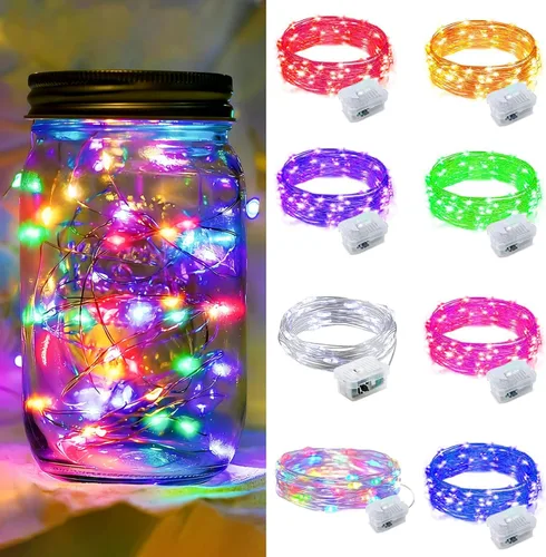 Vista 61 de Paquete de 6 luces de hadas a pilas con temporizador remoto, 8 modos de iluminación, 7 pies, 20 luces LED impermeables para Halloween, Navidad
