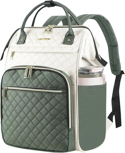 Vista 14 de EMPSIGN - Mochila para laptop de 15.6 pulgadas para mujeres, bolsa de viaje para computadora, negocios y trabajo, repelente al agua, mochila casual