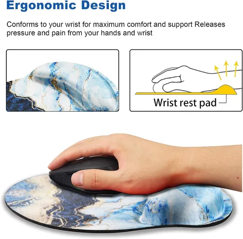 Vista 4 de ARTSO Alfombrilla de mouse ergonómica con gel de apoyo para reposamuñecas, almohadilla de goma antideslizante para computadora, computadora, laptop