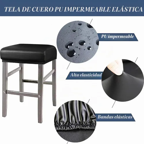 Vista 2 de ANWUCHEN Fundas de taburete rectangulares, paquete de 2 fundas elásticas impermeables de poliuretano rectangulares para taburetes de bar, fundas