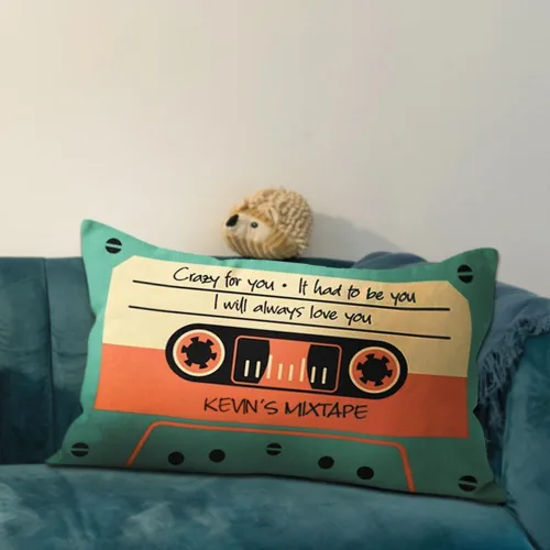 Vista 3 de NICEDREAM Funda de almohada personalizada Mixtape Retro 80s Music Pillow Cover Custom Name Throw Pillow Covers