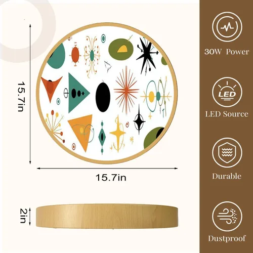 Vista 2 de Flush Mount Ceiling Light Fixture Mid century shapes molecule nuclear age space colorful retro set Dimmable LED Close to Ceiling Light Fixtures