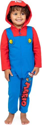 Vista 2 de Enterizo de manga larga Super Mario Nintendo, con capucha para niños
