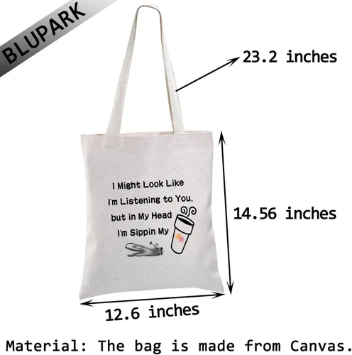 Vista 4 de BLUPARK Donuts Lover Gift Coffee Lover Bolsa de compras Sippin My D Coffee Tote Bag
