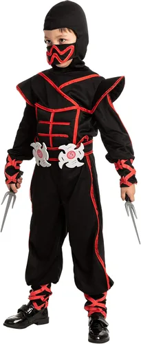 Vista 5 de Disfraz de Ninja rojo iluminado para niños dulce o truco Halloween