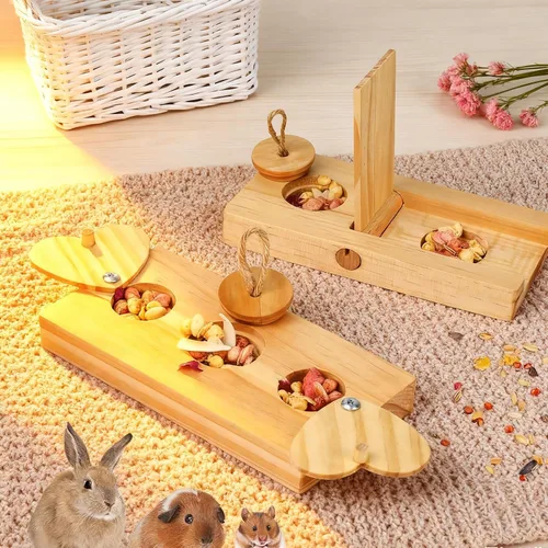 Vista 11 de Casa Grande para Conejos con Escalera, Castillo de Madera para Conejos Escondite de Conejos, Cabaña Escondite para Chinchillas y Conejillos