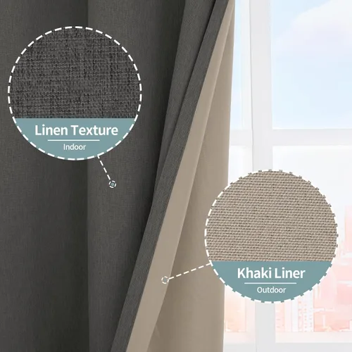 Vista 8 de BGment - Cortinas opacas al 100 % con forro para el dormitorio, cortinas con ojales, con textura de lino, de aislamiento térmico, para la sala