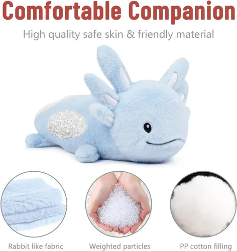 Vista 6 de Niuniu Daddy Animales de peluche con peso de ajolote azul de 24 pulgadas 5 libras para niños, adultos, niñas, niños, juguete de peluche gigante