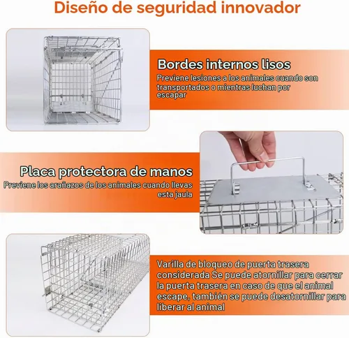 Vista 5 de Trampa de jaula animal vivo de 23,3", alambre galvanizado plegable