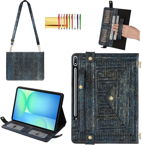 Vista 79 de Bolso Funda para Samsung Galaxy Tab S10 FE/S9 FE 10.9"/S9/S8/S7 11", Techcircle Folio con Soporte Cruzado, Billetera con Ranura para Lápiz S Pen