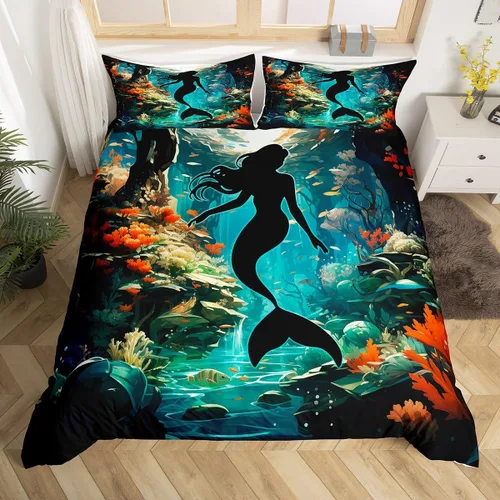 Vista 32 de Manfei Juego de ropa de cama de silueta de ciervo, tamaño individual, funda de edredón con patrón de flechas y cuernos con 1 funda de almohada