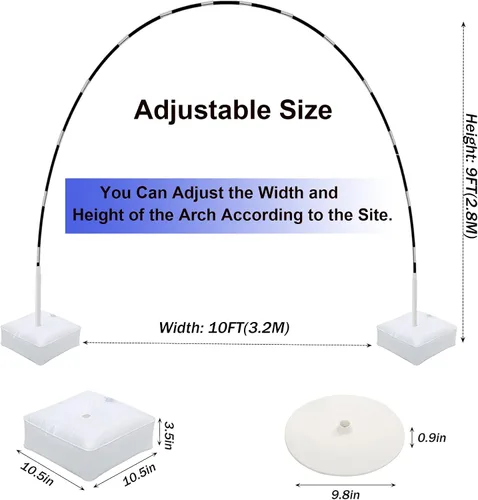 Vista 3 de Arco de Globos, kit de arco de globos grande e innovador resistente, soporte ajustable de globos de 3 m de ancho y 2.7 m de alto con bases