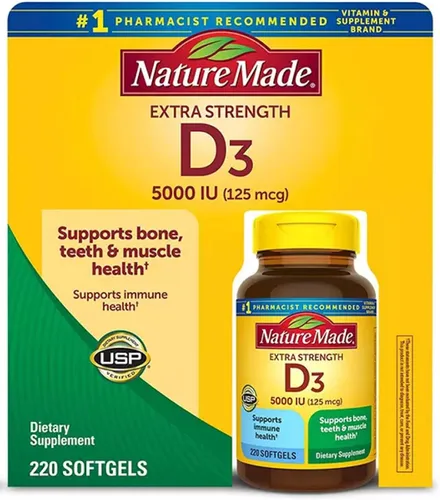 Vista 9 de Nature Made Vitamina D3 5000 UI (125 mcg), 240 cápsulas blandas de vitamina