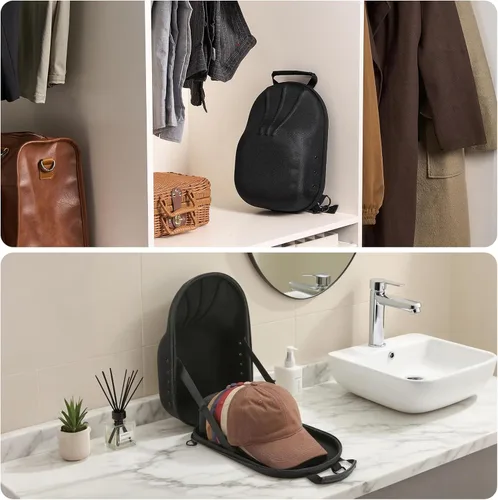 Vista 4 de ProCase Estuche Rígido de Viaje para Sombreros, Bolsa de Almacenamiento Portadora de Sombreros para 5-6 Gorras de Béisbol, Organizador de Sombreros
