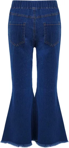 Vista 2 de Pantalones vaqueros acampanados con volantes y cintura elástica para niños y niñas