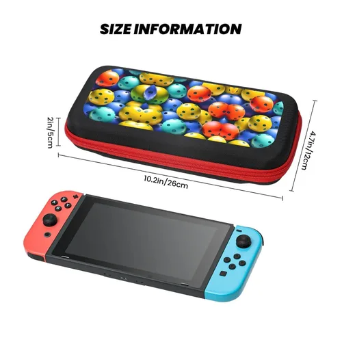 Vista 3 de Pickleball Balls Colors Pattern Protective Hard Shell Travel Carrying Case Pouch for Console & Accessories Switch Carrying Case Compatible with