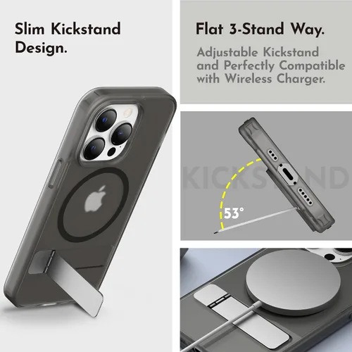 Vista 3 de Funda magnética para iPhone 14 Pro de 6.1 pulgadas (2022), soporte delgado con protector de pantalla compatible con Magsafe a prueba de golpes, Negro