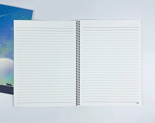 Vista 5 de Cuadernos coreanos de paisajes estéticos con etiqueta adhesiva, paquete de 4, bonito juego de cuadernos en espiral, diseños Kawaii para diario