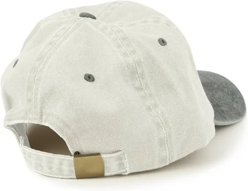 Vista 3 de Gorra de papá de algodón teñido pigmento lavado en dos tonos en blanco de perfil bajo