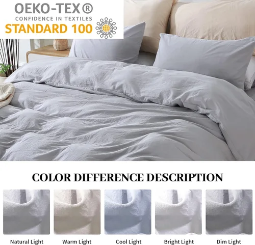 Vista 234 de NEXHOME PRO Funda de edredón Twin XL 100% algodón lavado, transpirable, duradera, texturizada, similar al lino, juego de ropa de cama para el hogar