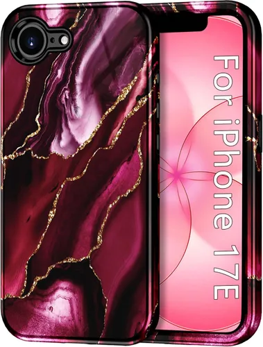 Vista 51 de Btscase Funda compatible con iPhone 17 de 6.3 pulgadas 2025, patrón de mármol 3 en 1, resistente a prueba de golpes, cuerpo completo, policarbonato