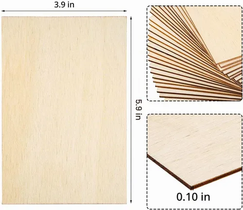 Vista 2 de Ruisita 60 piezas rectangulares de madera sin terminar de 6 x 4 pulgadas, esquinas afiladas en blanco para proyectos hechos a mano y decoración