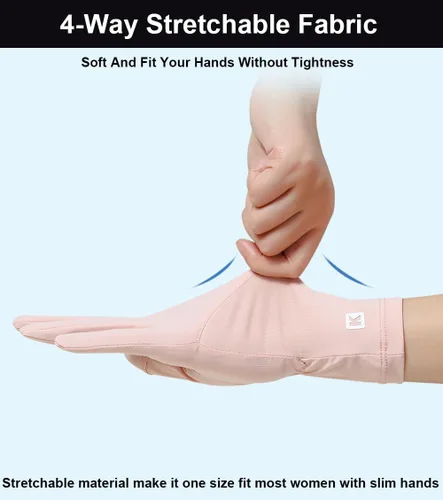 Vista 5 de SUJAYU Guantes de protección UV ultra finos para mujer, protección solar UPF para pantalla táctil transpirable