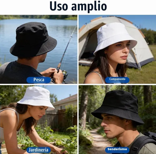 Vista 6 de NPJY Bucket Hat for Women Men Cotton Summer Packable Sun Beach Travel Cap Caqui liso.