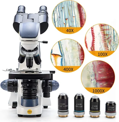Vista 9 de SWIFT SW380B Microscopio compuesto binocular, 40X-2500X con cámara de 1.3 MP, 100 diapositivas de microscopio, kit de microscopio para estudiantes