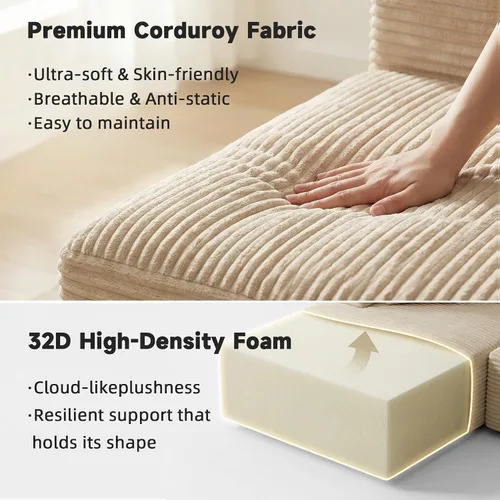 Vista 4 de Bashaw Sofá modular Cloud de 108 pulgadas sin hueso con diván, sofá modular en forma de L, asiento profundo, sofá comprimido de espuma viscoelástica