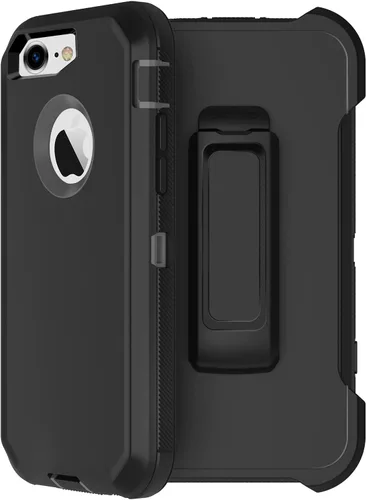 Vista 11 de Funda para iPhone 8 y iPhone 7, resistente, con función atril, protector de pantalla integrado, 4 en 1, fuerte y resistente a prueba de golpes