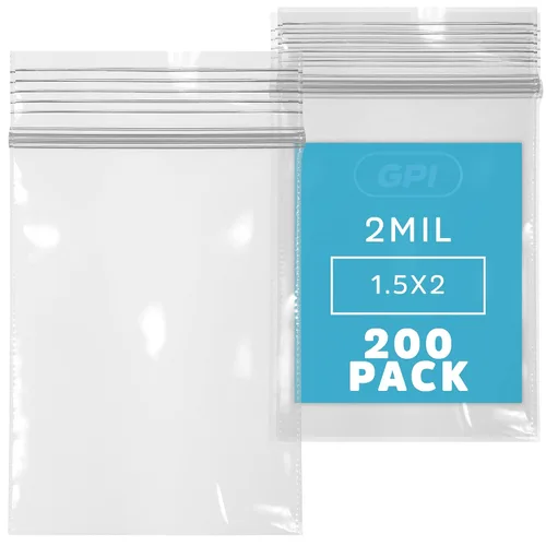 Vista 20 de GPI Paquete de 200 bolsas de plástico transparente con cremallera de 1 pulgada x 1 pulgada de grosor, bolsas de polietileno resistentes y duraderas