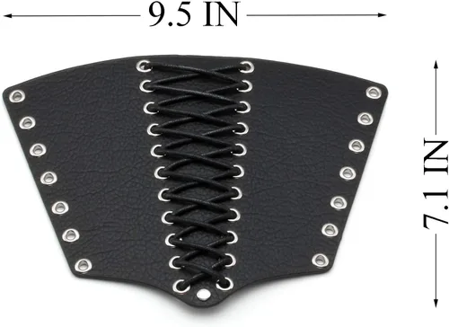 Vista 5 de MILAKOO 2 unids hombre negro cuero ancho guantelete pulsera de sujeción brazo armadura brazalete ajustable