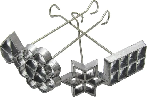 Vista 4 de TJ-Store Juego de cuatro moldes para bunuelos con mango, set de hierro rosetón con mango fácil rosetón