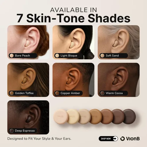 Vista 7 de Air Skin Tones Invisible Earbuds for Small Ears - Wireless Bluetooth 5.4, Skin-Matching Mini Stemless Ear Buds, IPX5 Waterproof, Crystal Clear Calls
