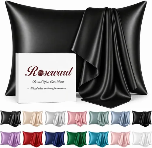 Vista 11 de Funda de almohada de seda real para cabello y piel, fabricada en Estados Unidos, 22 fundas de almohada de seda Momme Mulberry anti acné, lavable a