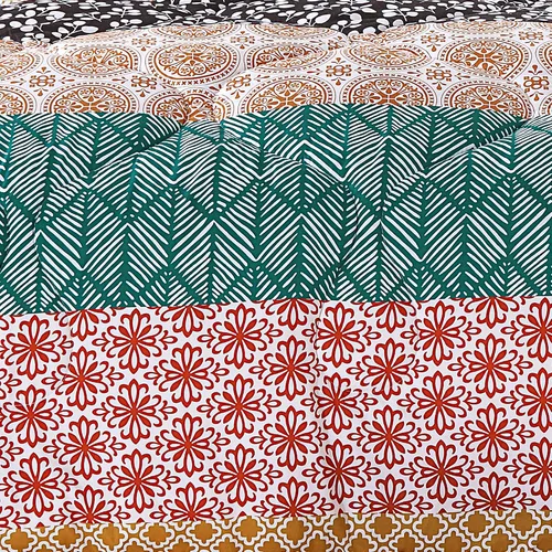 Vista 4 de Lush Decor - Juego de ropa de cama de 3 piezas, colorido diseño bohemio a rayas, reversible