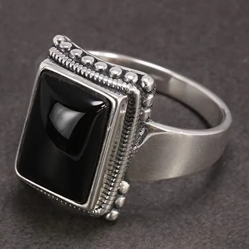 Vista 3 de Lucifer Morningstar Ring 925 Sterling Silver, Black Onyx Turkish Ring for men and women