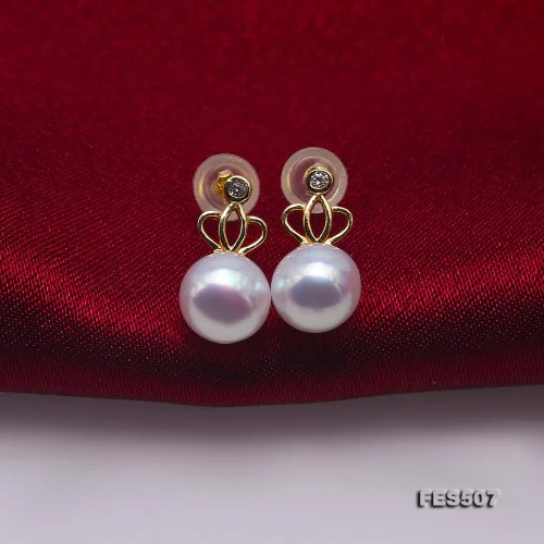 Vista 6 de JYX Pendientes de perlas de plata de ley con corona de 0295in redondos para mujer