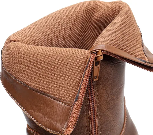 Vista 6 de Felabo Botas vaqueras para niños y niñas, con punta cuadrada occidental, botas vaqueras con tacón para caminar (bebéniño pequeñoniño grande)