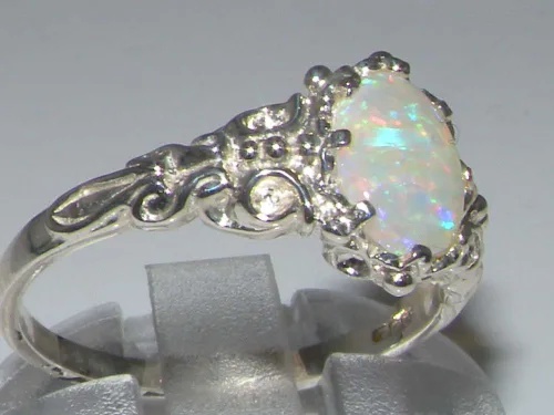 Vista 3 de Anillo de plata de ley 925 con ópalo auténtico para mujer, Metal Metal Piedra preciosa, Ópalo