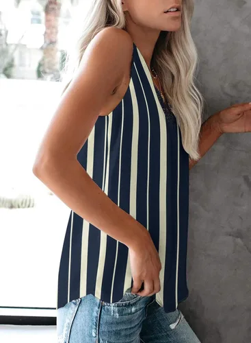 Vista 81 de VIISHOW - Camiseta sin mangas, sexy, con cuello en V y bordes de encaje para mujer, camisola de vestir, camisas de gasa, sin mangas, casuales