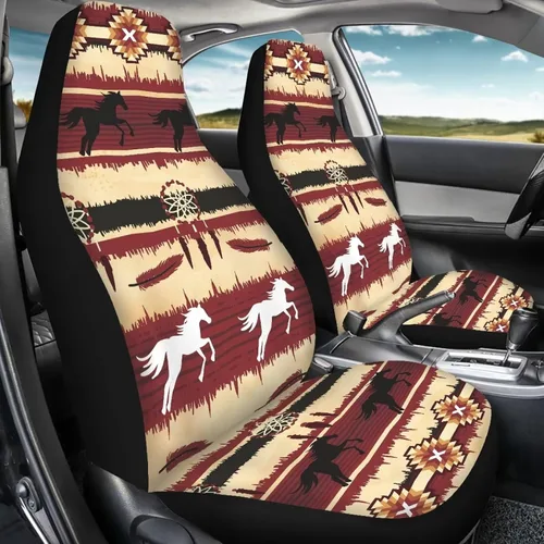 Vista 24 de LedBack Fundas universales de asiento de coche solo para asientos delanteros, bandera estadounidense, ciervos, 2 piezas, protector elástico